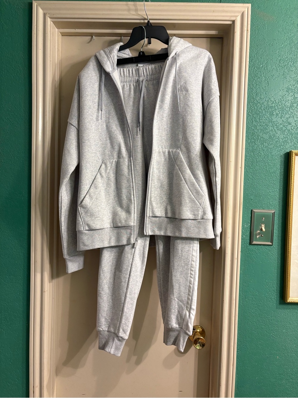 adidas Light Gray Hooded Tracksuit Set